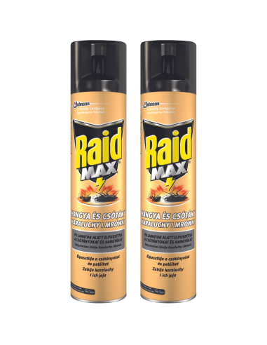 Silny spray przeciw karaluchom i mrówkom Raid Max 2x400 ml 8711800137866