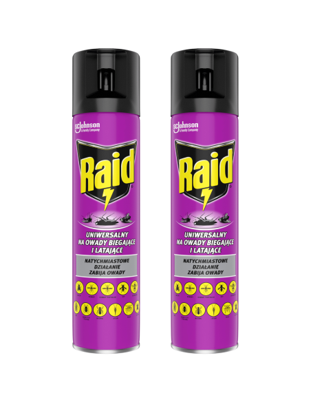 Wygodny aerozol na owady biegające i latające Raid 2x400ml 5000204203035