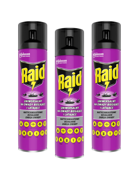 Wszechstronny aerozol na owady biegające i latające Raid 3x400ml 5000204203035
