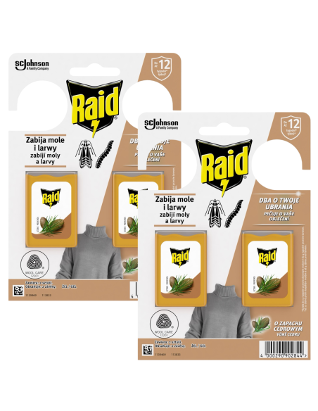 Chroniące ubrania zawieszki przeciw molom o zapachu cedrowym Raid 2x2 szt. 4000290902844