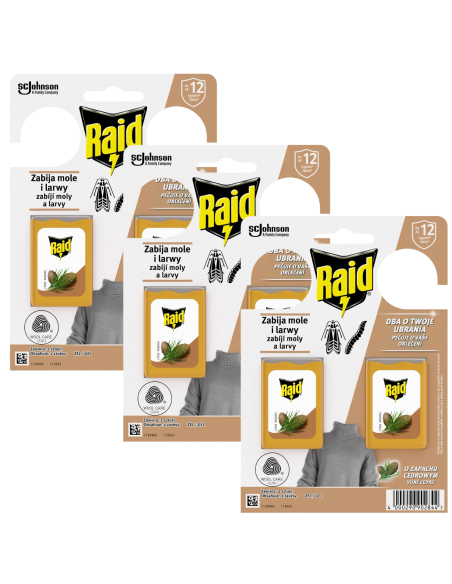 Skuteczne zawieszki żelowe przeciw molom o zapachu cedrowym Raid 3x2 szt. 4000290902844