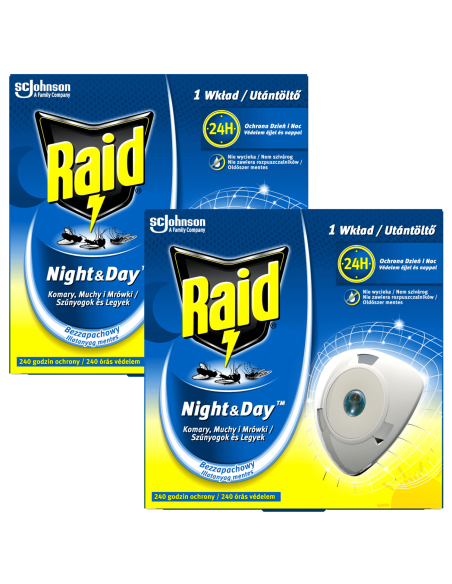 Zapasowe wkłady do elektrofumigatora owadobójczego Raid Night&Day 2 szt. - Preparaty na komary i kleszcze Zapasowe wkłady do elektrofumigatora owadobójczego Raid Night&Day 2 szt. 5905718981267
