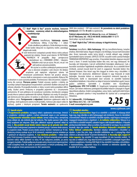 Innowacyjne wkłady do elektrofumigatora owadobójczego przeciw muchom, komarom i mrówkom Raid Night & Day 3 szt. - Preparaty n... Innowacyjne wkłady do elektrofumigatora owadobójczego przeciw muchom, komarom i mrówkom Raid Night & Day 3 szt. 5905718981274 3