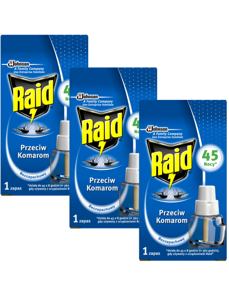 Bezzapachowy wkład do elektrofumigatora owadobójczego Raid 3x27ml 5905718981250