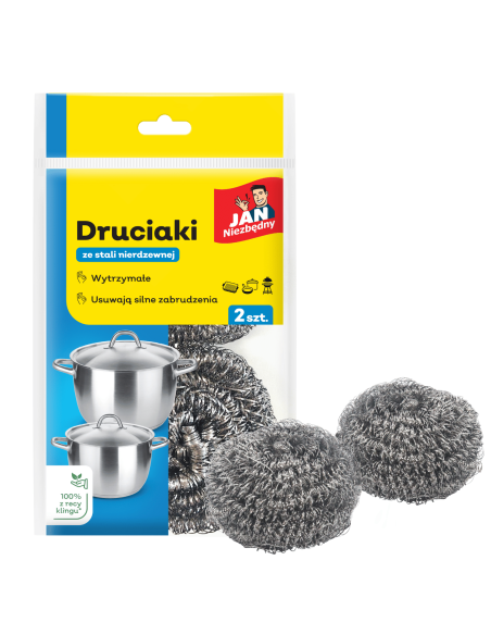 Druciak do szorowania ze stali nierdzewnej 2szt Jan Niezbędny - Gąbki, zmywaki i druciaki Druciak do szorowania ze stali nierdzewnej 2szt Jan Niezbędny 5900536230320
