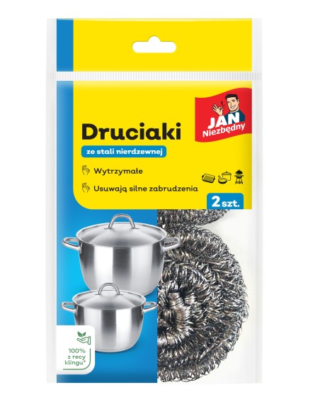Druciak do szorowania ze stali nierdzewnej 2szt Jan Niezbędny - Gąbki, zmywaki i druciaki Druciak do szorowania ze stali nierdzewnej 2szt Jan Niezbędny 5900536230320 2