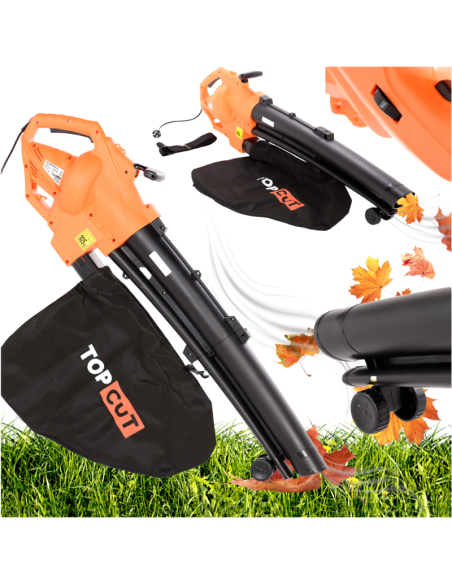 Wielozadaniowy odkurzacz elektryczny, dmuchawa do liści z rozdrabniaczem 3w1 TOP CUT TC-DE3500-W, 3500 W 5905842513440
