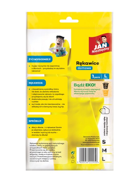 Rękawice do sprzątania wyściełane bawełną L Jan Niezbędny 5900536222950 2