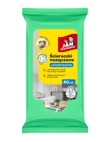Mokre ściereczki 40 szt. Jan Niezbędny - Ścierki i ściereczki Mokre ściereczki 40 szt. Jan Niezbędny 5900536273723