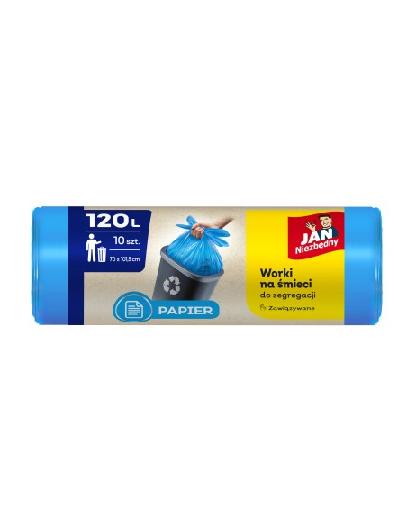 Niebieskie worki na śmieci Jan Niezbędny 120L 10 szt. - Worki na śmieci Niebieskie worki na śmieci Jan Niezbędny 120L 10 szt. 5900536282466
