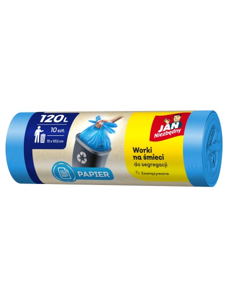 Niebieskie worki na śmieci Jan Niezbędny 120L 10 szt. - Worki na śmieci Niebieskie worki na śmieci Jan Niezbędny 120L 10 szt. 5900536282466 2