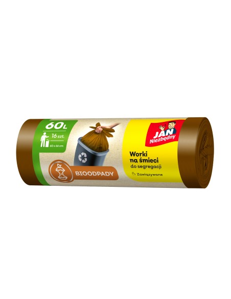 Brązowe worki na śmieci Jan Niezbędny 60L 16 szt. - Worki na śmieci Brązowe worki na śmieci Jan Niezbędny 60L 16 szt. 5900536340791