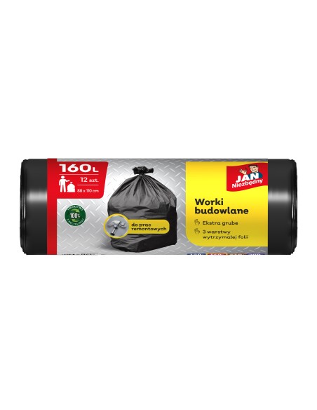 Ekstra grube worki na śmieci, odpady budowlane Jan Niezbędny 160L 12szt. 5900536329956