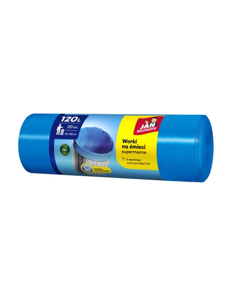 Supermocne worki na śmieci Jan Niezbędny 120L 20szt. - Worki na śmieci Supermocne worki na śmieci Jan Niezbędny 120L 20szt. 5900536255392