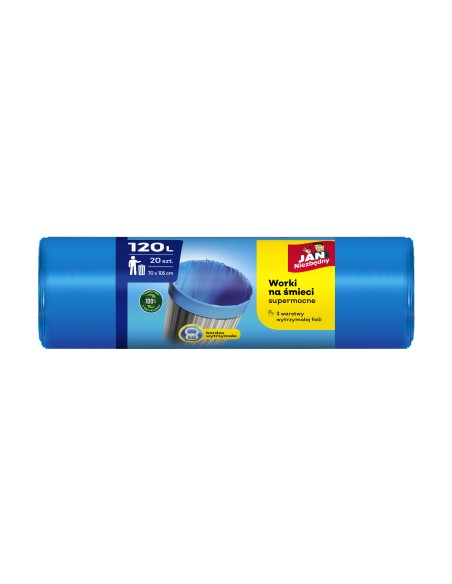 Supermocne worki na śmieci Jan Niezbędny 120L 20szt. - Worki na śmieci Supermocne worki na śmieci Jan Niezbędny 120L 20szt. 5900536255392 2
