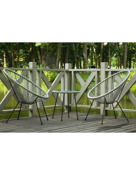 Szary komplet mebli na balkon, taras Cordoba Meven 2x krzesła + stolik 5902490785205 11