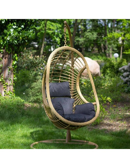 Złoty fotel podwieszany do ogrodu Mia Scandic Meven + czarne poduszki 5902490745438 11