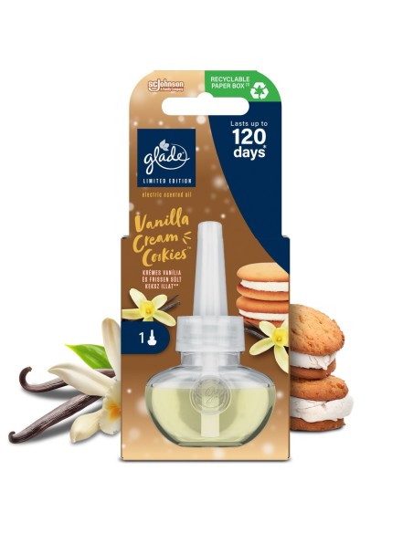 Aromatyczny wkład do elektrycznego odświeżacza powietrza Glade Vanilla Cream Cookies 20 ml - Odświeżacze elektryczne Aromatyczny wkład do elektrycznego odświeżacza powietrza Glade Vanilla Cream Cookies 20 ml 5000204362459