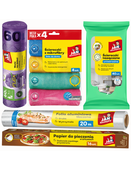 Duży zestaw do sprzątania i pieczenia Jan Niezbędny - Ścierki i ściereczki Duży zestaw do sprzątania i pieczenia Jan Niezbędny 5900536355832