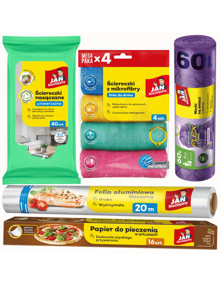 Duży zestaw do sprzątania i pieczenia Jan Niezbędny - Ścierki i ściereczki Duży zestaw do sprzątania i pieczenia Jan Niezbędny 5900536355832 2