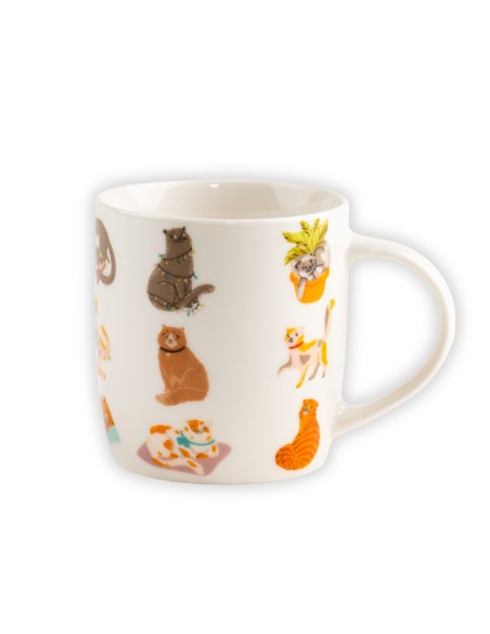 Biały kubek porcelanowy z wzorem z kotkami w opakowaniu prezentowym 330 ml 5905842527058 3