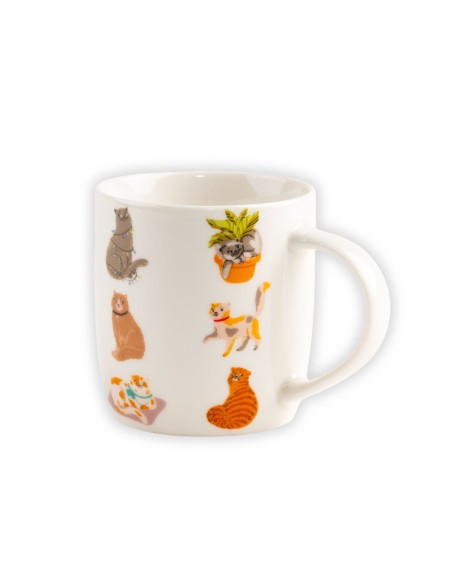 Biały kubek porcelanowy z wzorem z kotkami w opakowaniu prezentowym 330 ml 5905842527058 5
