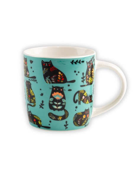 Zielony kubek porcelanowy z wzorem w kotki w opakowaniu prezentowym 330 ml 5905842527065 3