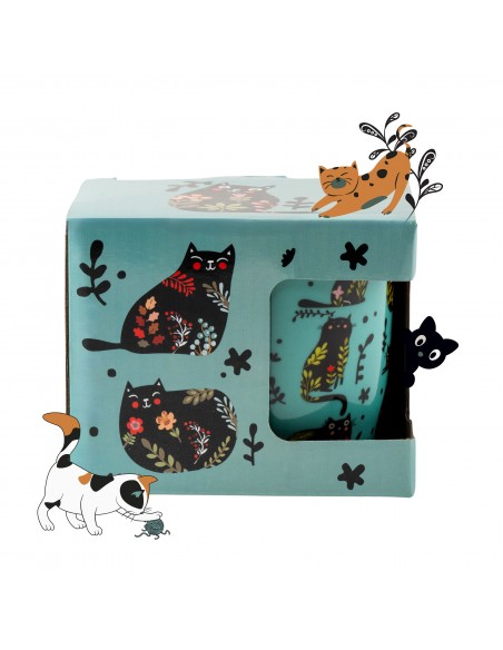 Zielony kubek porcelanowy z wzorem w kotki w opakowaniu prezentowym 330 ml 5905842527065 6