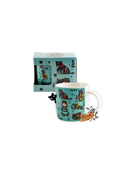Zielony kubek porcelanowy z wzorem w kotki w opakowaniu prezentowym 330 ml 5905842527065 9