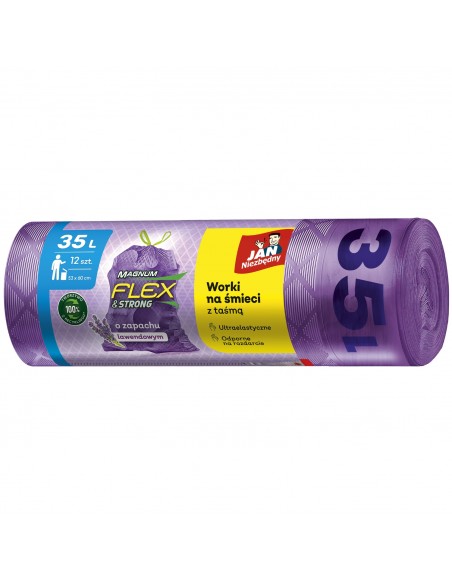 Zestaw worków na śmieci 35L z taśmą Jan Niezbędny Magnum Flex & Strong 72 szt. 5900536104324 9