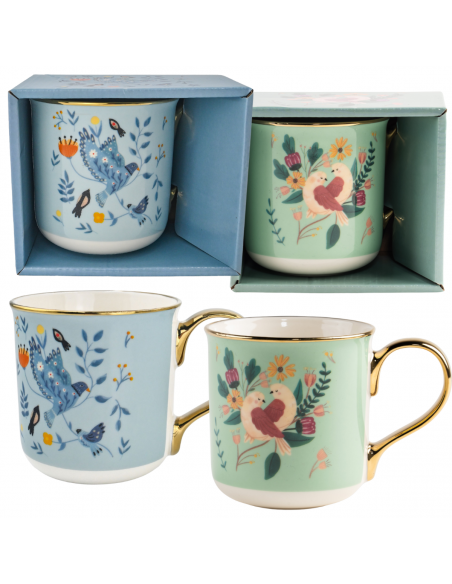 Zestaw 2x kubek porcelanowy ze złotym uchem z opakowaniu prezentowym 550 ml 5905842527164