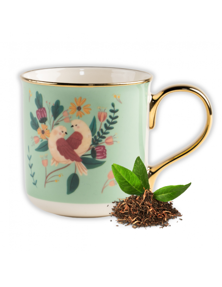 2x Zdobiony kubek porcelanowy w ptaki ze złotym uchem na prezent 550 ml 5905842527164 6