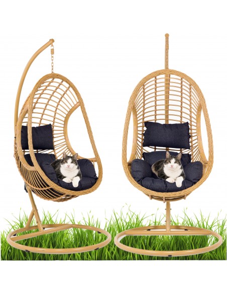 Złoty fotel podwieszany do ogrodu Mia Scandic Meven + czarne poduszki 5902490745438