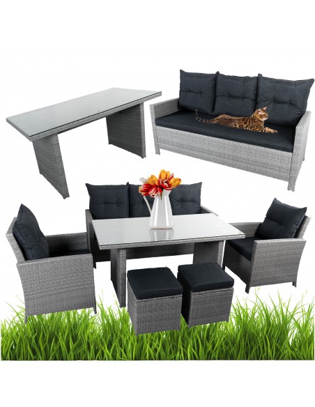Ogrodowy zestaw mebli PUERTO Meven ciemnoszary, 6 elementów 5905842510012