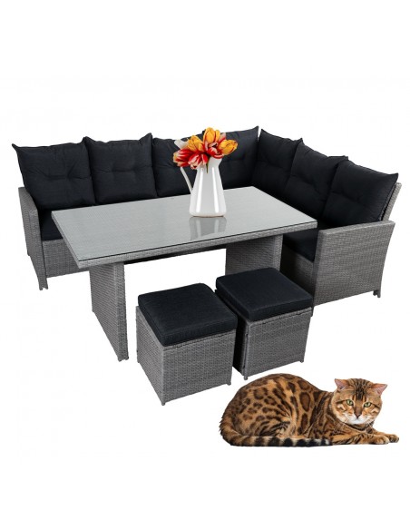 Nowoczesny komplet mebli PUERTO Meven ciemnoszary, z narożnikiem 5905842511484