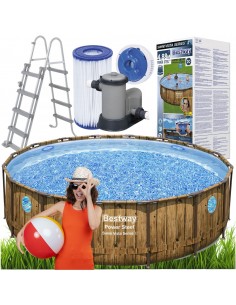 Solidny basen ogrodowy na stelażu z pompą filtrującą Bestway Power Steel Vista Series 488x122cm 6941607311332