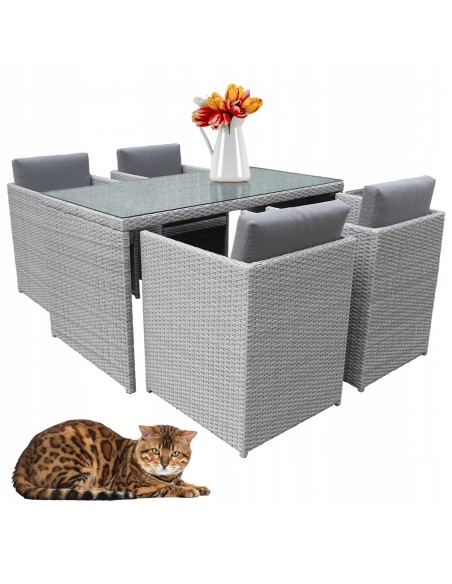 Komfortowy komplet mebli ogrodowych MONTREAL Meven 4 fotele + stół - Komplety obiadowe Komfortowy komplet mebli ogrodowych MONTREAL Meven 4 fotele + stół 5902490785717