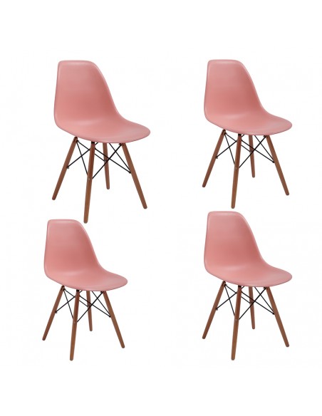 Brzoskwiniowe krzesło skandynawskie drewniane Cavo Meven 4 szt. 5902490787216