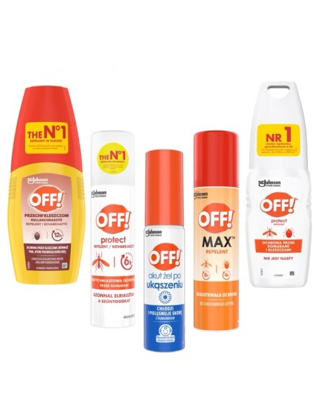 Mega zestaw OFF! przeciw komarom i kleszczom 4x100ml + żel po ukąszeniach 25ml 5905718981076