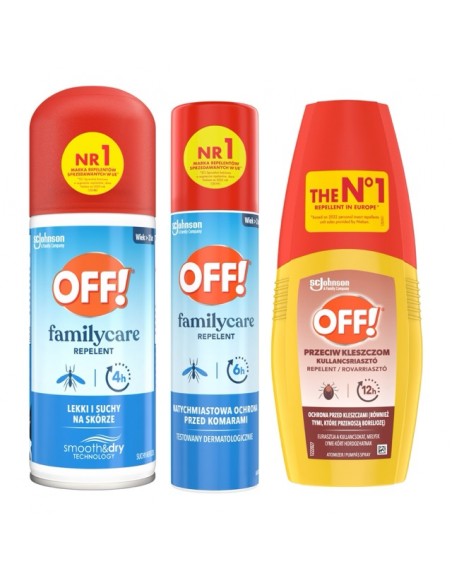 Rodzinny zestaw aerozoli przeciw komarom OFF! 2 x 100ml + płyn przeciw kleszczom 100ml 5905718981090