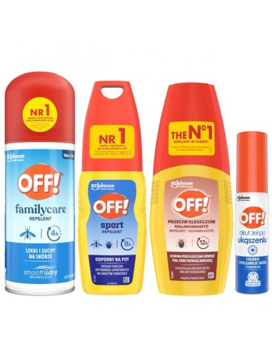 Ochronny zestaw OFF! przeciw kleszczom, komarom 3x100ml + żel na ukąszenia 25ml 5905718981069