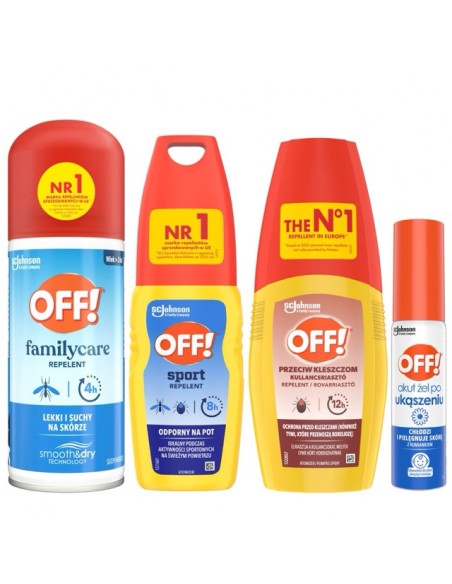 Ochronny zestaw OFF! przeciw kleszczom, komarom 3x100ml + żel na ukąszenia 25ml 5905718981069