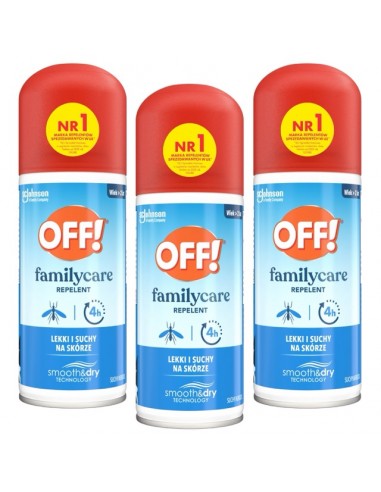 Natychmiastowo chroniący suchy aerozol przeciw komarom dla całej rodziny OFF! Family Care 3x100ml 5000204330151