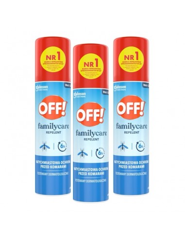 Łatwy w aplikacji repelent odstraszający komary OFF! Family Care 3x100ml 5000204330182