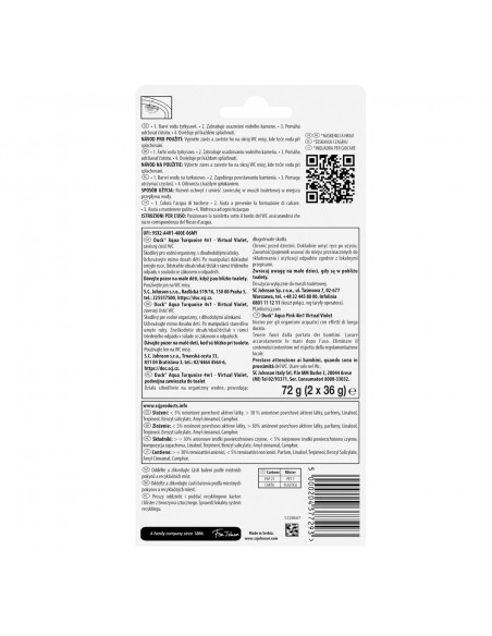 Podwójna zawieszka do toalet Duck Aqua Turquoise 4in1 Virtual Violet 2x 36 g 5000204377293 2