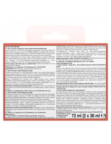 Podwójny zapas żelowych krążków do toalet Duck Fresh Discs Mango Verse 5000204369670 2