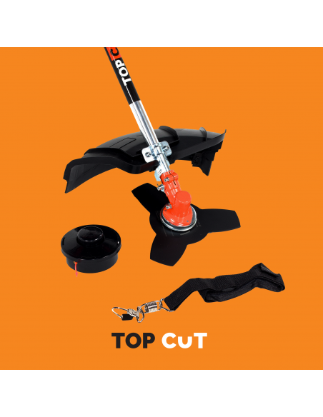 Wielofunkcyjna kosa spalinowa TOP CUT TC-BC520-15-V głowica z żyłką + nóż + pas naramienny 5905842510890 11