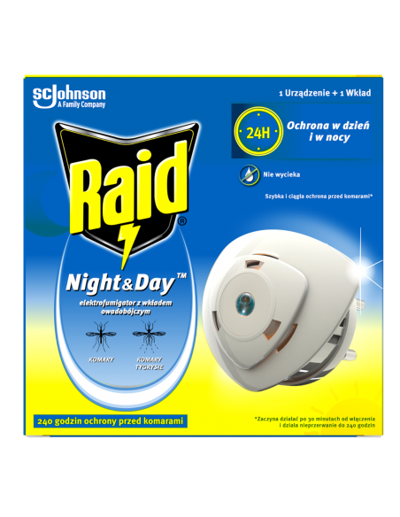 Elektrofumigator owadobójczy z wymiennym wkładem Raid Night & Day 5000204358667