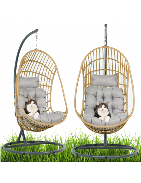 Beżowy fotel podwieszany ogrodowy JARDIN 5902490785014