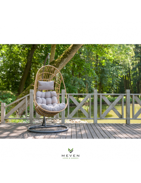 Beżowy fotel podwieszany ogrodowy JARDIN 5902490785014 9